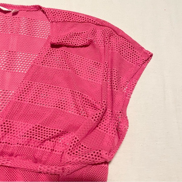La Vie En Rose Pink Mesh Beach Cover-Up Size Large - Picture 3 of 16